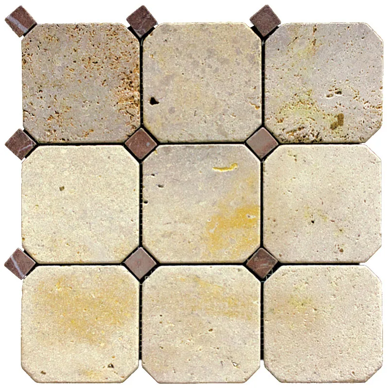 Мозаика MiR mosaic Natural Octagon Травертин, Мрамор бежевый, коричневый M090+M074-BT Мозаика MiR mosaic Natural Octagon Травертин, Мрамор бежевый, коричневый M090+M074-BT