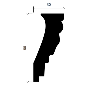 Карниз гибкий полиуретановый Европласт 1.50.114 30х66 мм