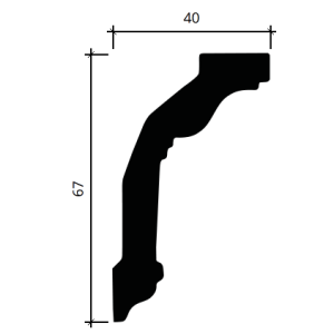 Карниз гибкий полиуретановый Европласт 1.50.182 40х67 мм