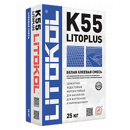 Клей для стеклянной мозаики и плитки LITOPLUS K55 25kg