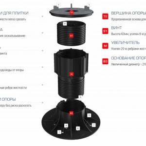 Регулируемая опора HILST LIFT HL2 (50-75 мм)