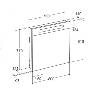 Шкаф зерк. Roca Victoria Nord с люминесцентной подсветкой, 80 см, белый, ZRU9000033