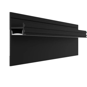 Плинтус Pro Design 7209 теневой скрытый RAL9005 Чёрный муар 17.5х30х52х2700 мм (пог. м)