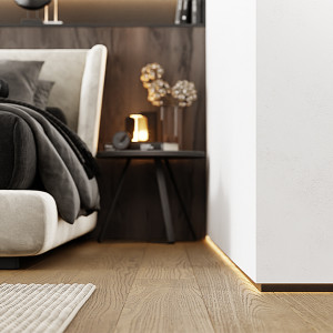 Плинтус Micro 77-56-56 Скрытый теневой RAL9005 Чёрный муар 14.5х20х2500 мм (пог. м)