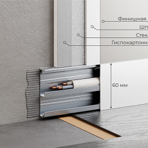 Плинтус Micro 97-06-51-GRUNT Скрытый с кабель-каналом для покраски 15х60х3050 мм (пог. м)