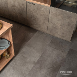 Кварцвиниловая плитка ПВХ Vinilam Ceramo XXL 2,5 мм 71610 Цемент Cтальной