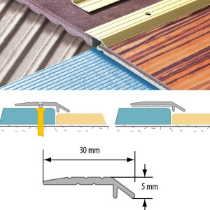 Порог алюминиевый косой Cezar LPS 30х5 мм 1.8 п.м. Бронза тёмная матовая