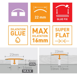 Порог Т-образный Arbiton CS22/2 22 мм Северный Ясень 1.86 п.м.