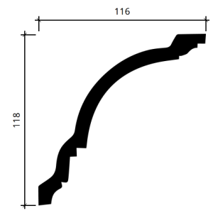 Карниз гибкий полиуретановый Европласт 1.50.108 116х118 мм