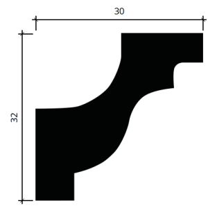 Карниз гибкий полиуретановый Европласт 1.50.130 30х32 мм