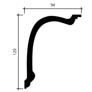 Карниз гибкий полиуретановый Европласт 1.50.180 94х120 мм