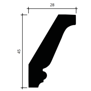 Карниз полиуретановый Европласт 1.50.159 28х45 мм