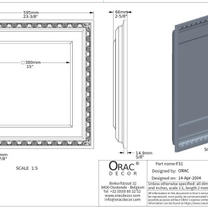 Потолочная плитка Orac Decor F31 66х595х595 мм