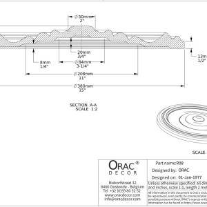 Потолочная розетка Orac Decor R08 380 мм