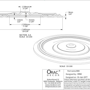 Потолочная розетка Orac Decor R09 485 мм