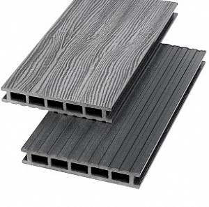 Террасная доска Экодэк Брайт Макс Шале 2D. Серый 24х155х6000 мм