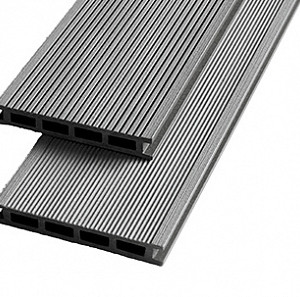 Террасная доска Экодэк Брайт. Вельвет. Шале Серый 22х140х6000 мм