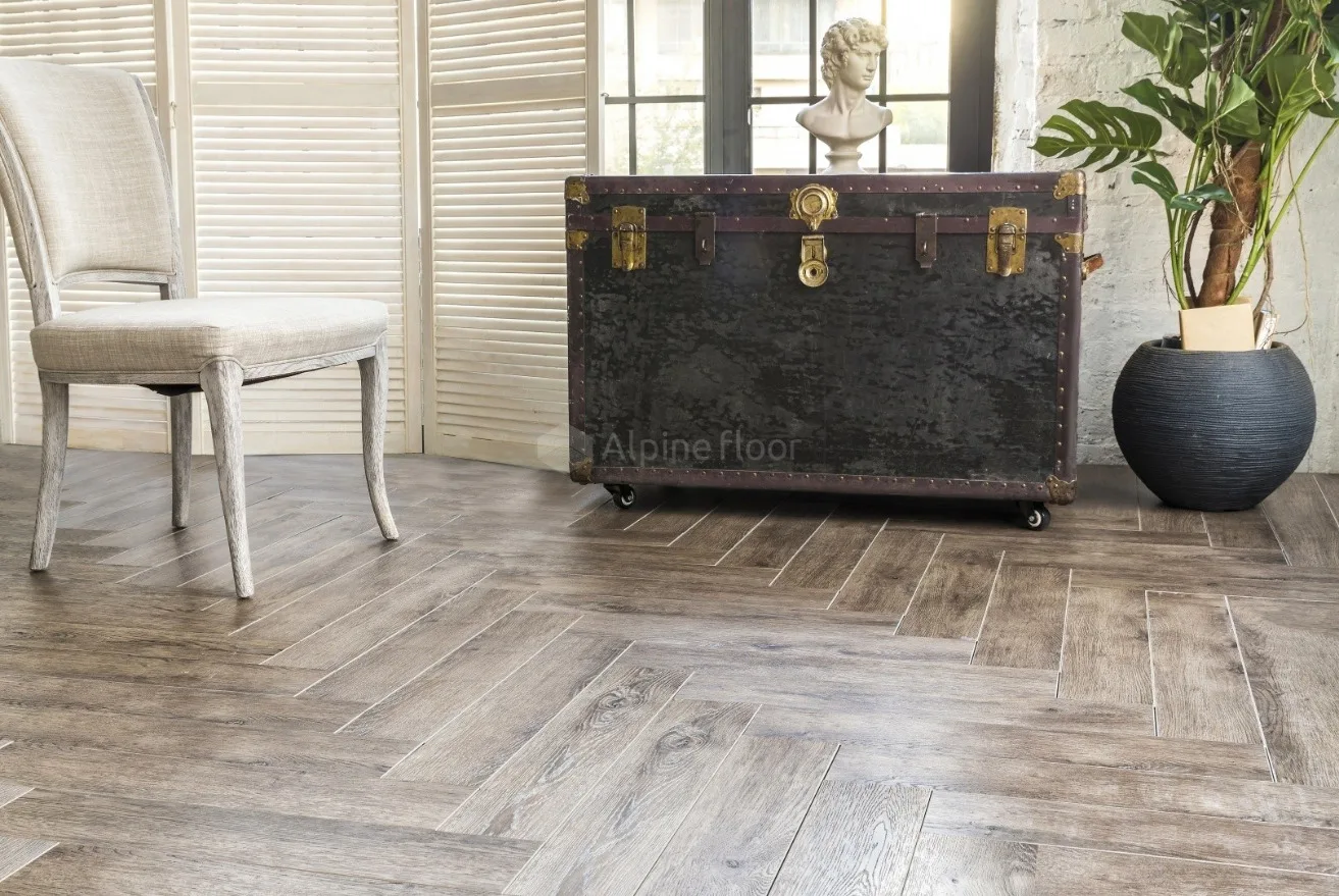 SPC ламинат Alpine Floor Expressive Parquet Eco 10-3 Морской штиль side A - Серо-коричневый