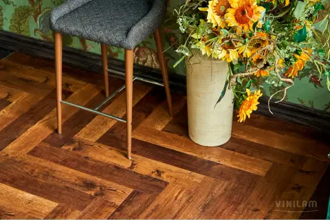 Кварцвиниловая плитка ПВХ Vinilam Parquet Herringbone Glue 2.5 mm GD11155 Паркет Парижский