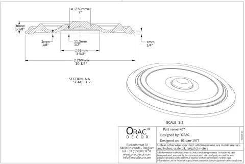 Потолочная розетка Orac Decor R07 260 мм - миниатюра 3
